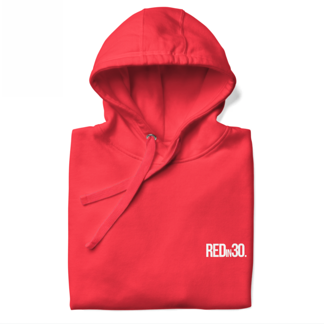 REDIN30 Logo Hoodie - White Embroidery