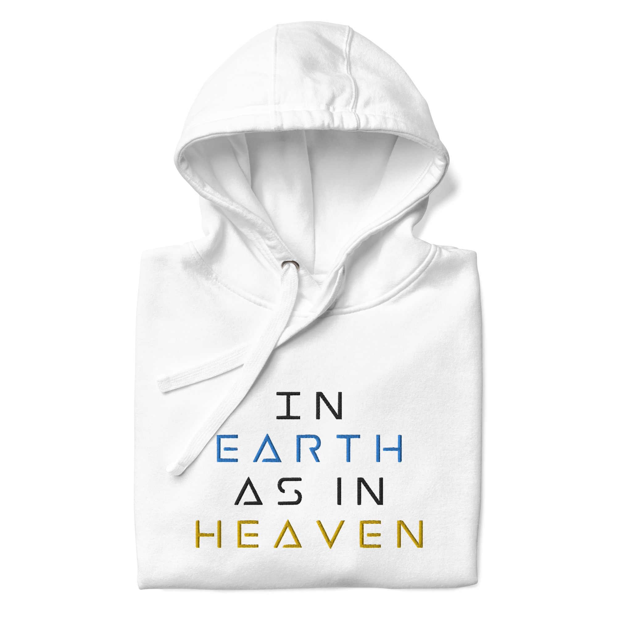 In Earth As In Heaven - White Hoodie Embroidered