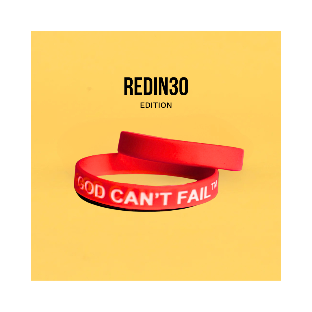 REDIN30 Edition x White on Red Wristband, 1-Sided