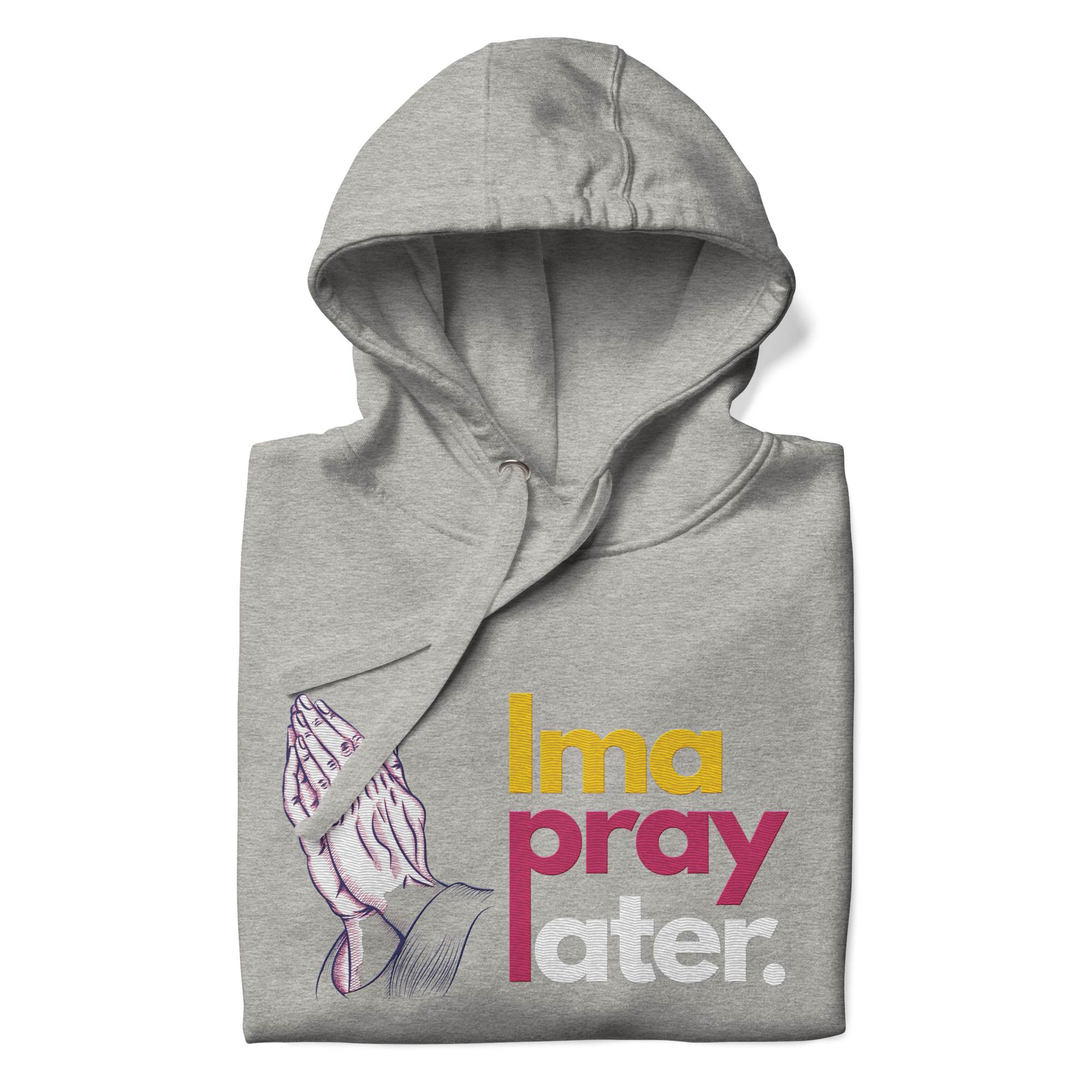 Ima Pray Later Hoodie - Black & Grey, Embroidered